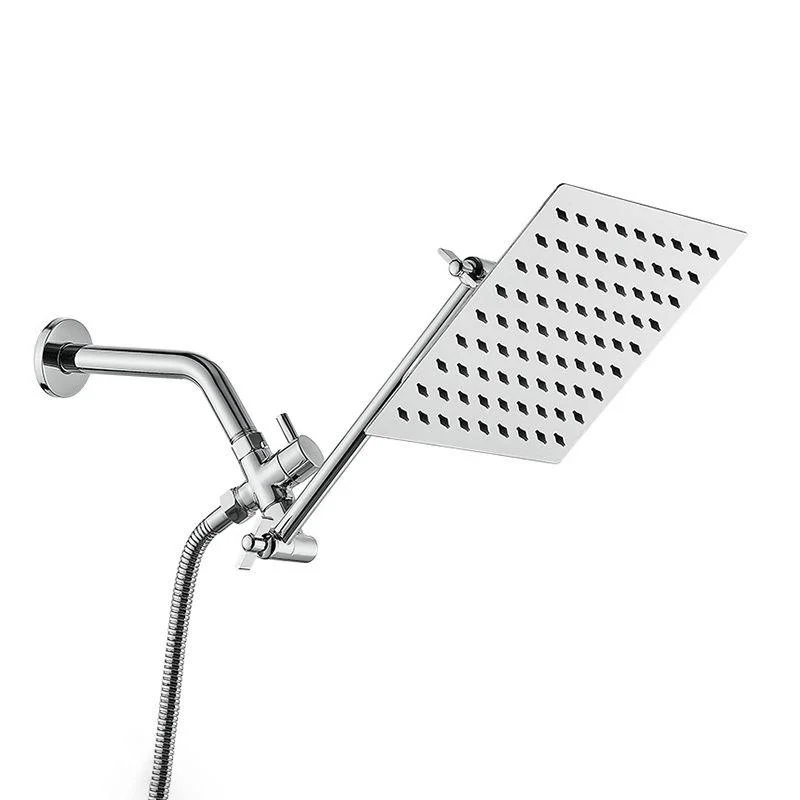 Silver Square Fixed Shower Head Modern Style Wall-Mount Showerhead -Bathlova