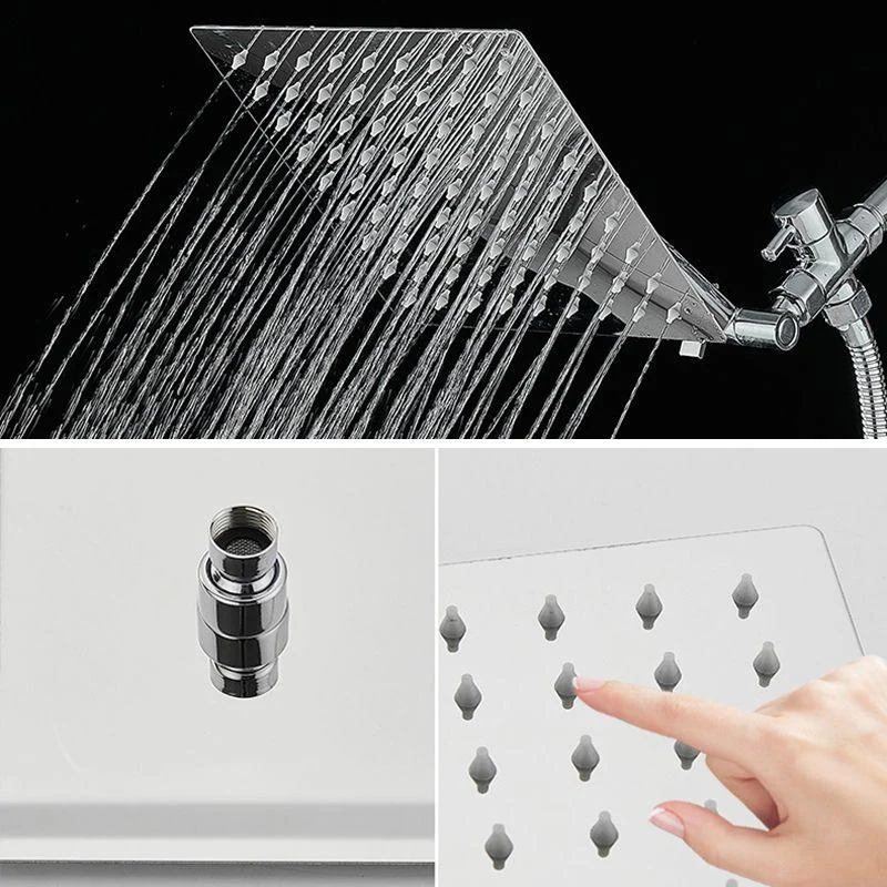 Silver Square Fixed Shower Head Modern Style Wall-Mount Showerhead -Bathlova