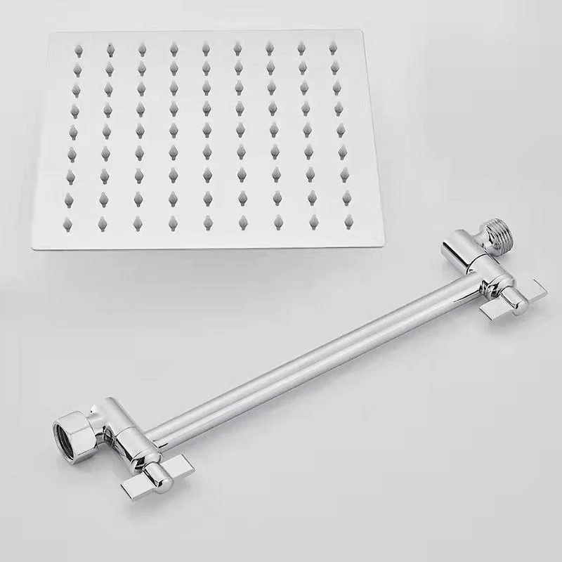 Silver Square Fixed Shower Head Modern Style Wall-Mount Showerhead -Bathlova