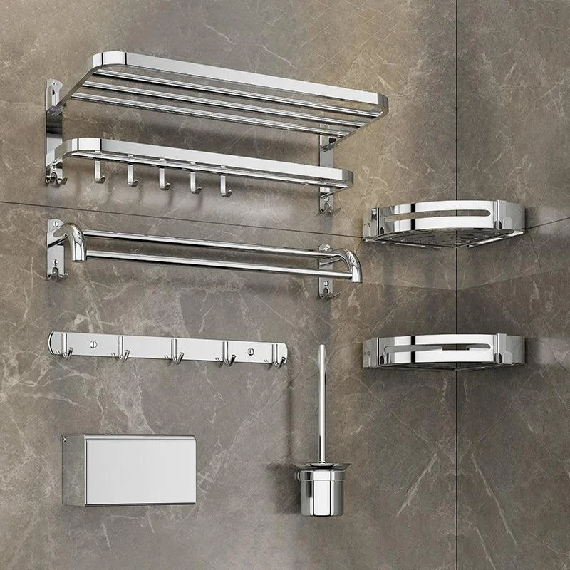 Silver/Black Bathroom Hardware Set Modern Bathroom Accessories Hardware Set -Bathlova