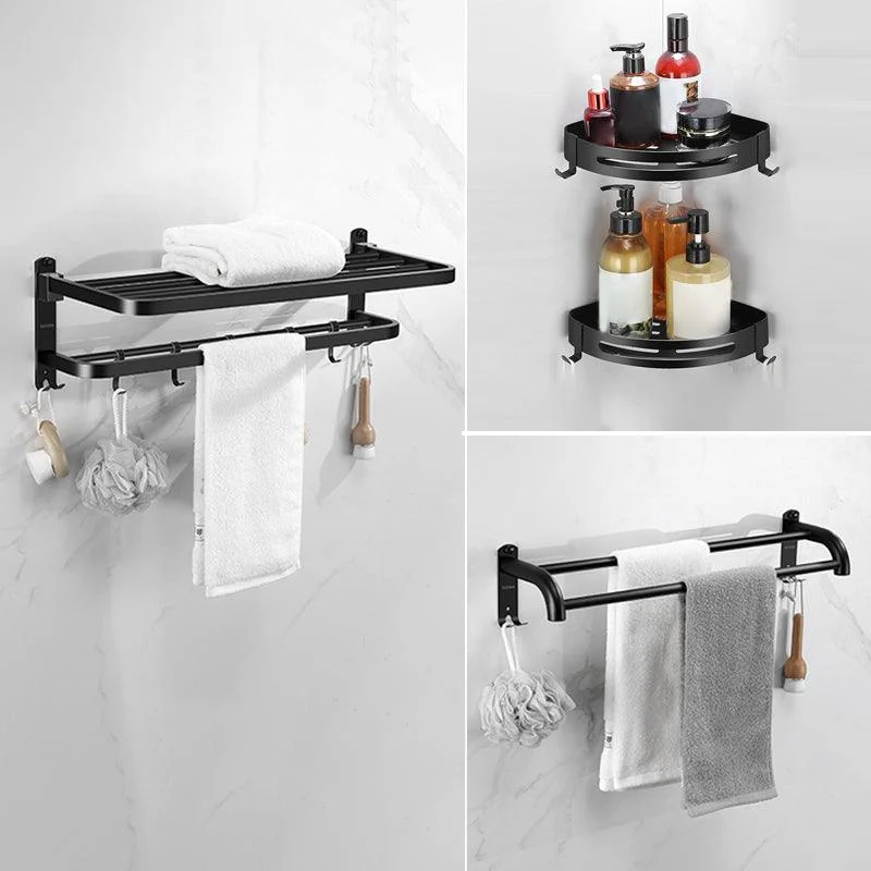 Silver/Black Bathroom Hardware Set Modern Bathroom Accessories Hardware Set -Bathlova