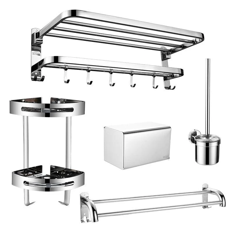 Silver/Black Bathroom Hardware Set Modern Bathroom Accessories Hardware Set -Bathlova