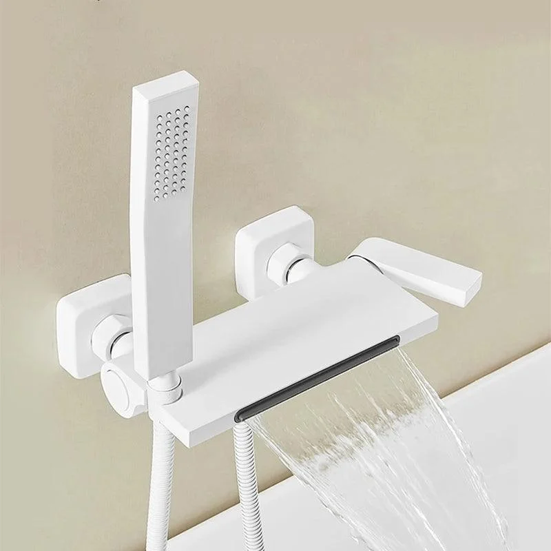 Simple Bathroom Waterfall Bathtub Taps With Hand-held Shower Set -Bathlova