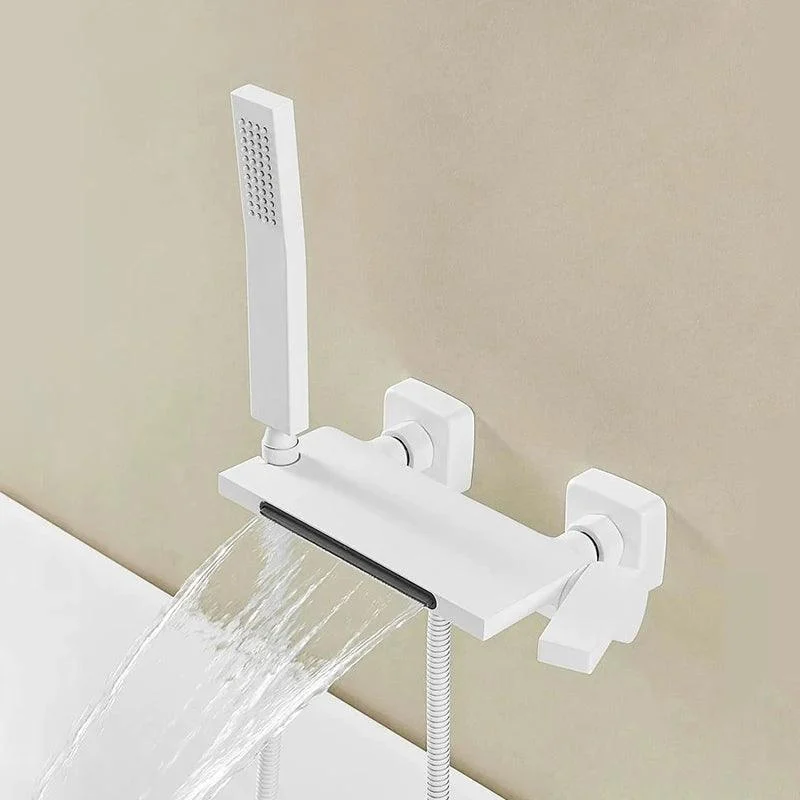 Simple Bathroom Waterfall Bathtub Taps With Hand-held Shower Set -Bathlova