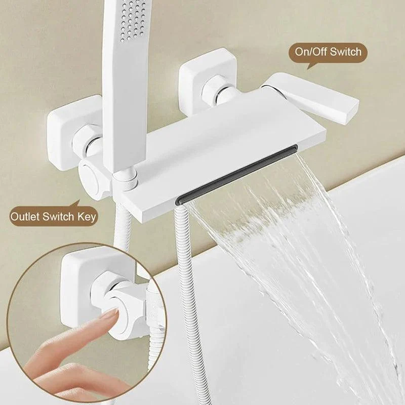 Simple Bathroom Waterfall Bathtub Taps With Hand-held Shower Set -Bathlova