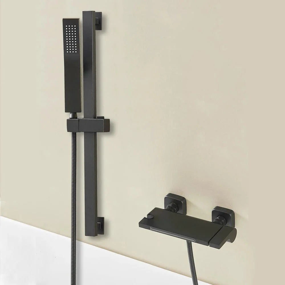 Simple Bathroom Waterfall Bathtub Taps With Hand-held Shower Set -Bathlova