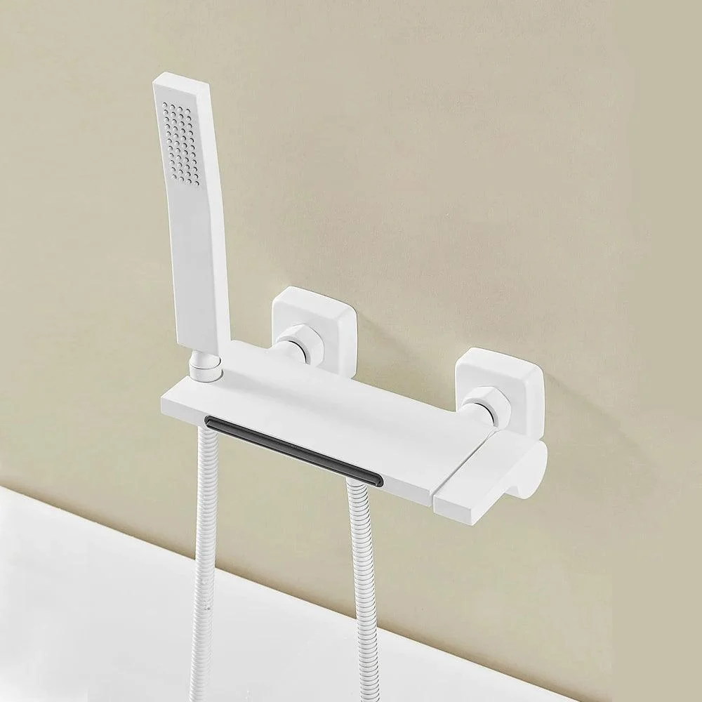 Simple Bathroom Waterfall Bathtub Taps With Hand-held Shower Set -Bathlova