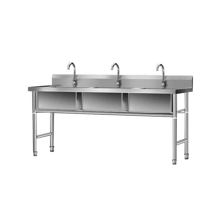 Simple Kitchen Sink Triple Bowl Stainless Steel Sink with Taps -Bathlova