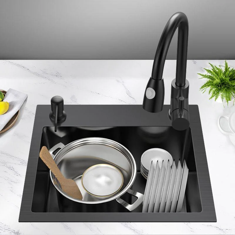 Single Basin Kitchen Sink Stainless Steel Black Kitchen Sink with Drain Assembly -Bathlova