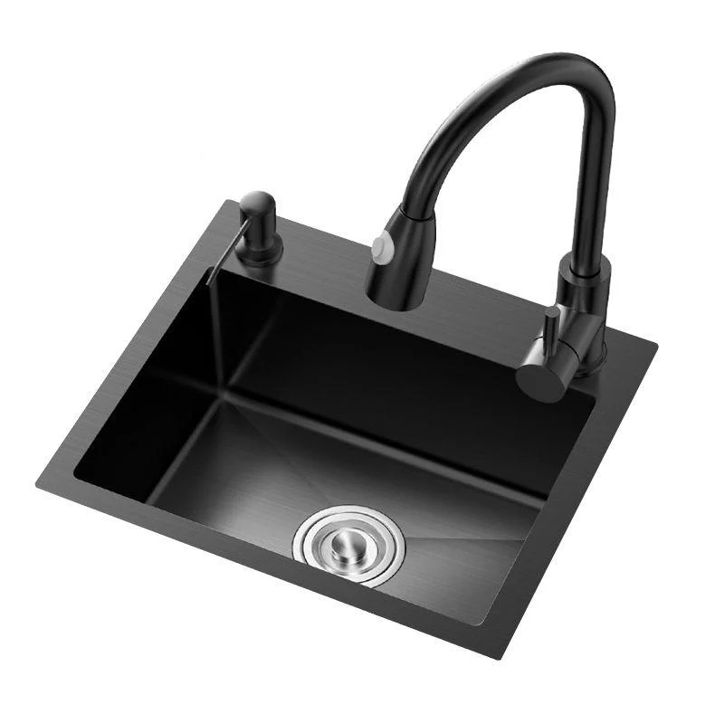 Single Basin Kitchen Sink Stainless Steel Black Kitchen Sink with Drain Assembly -Bathlova