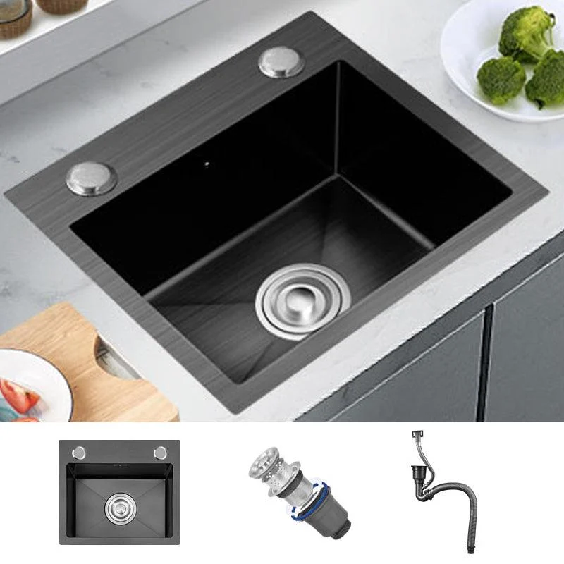 Single Basin Kitchen Sink Stainless Steel Black Kitchen Sink with Drain Assembly -Bathlova