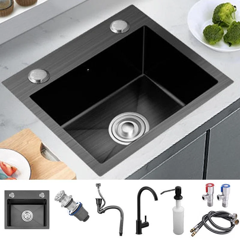 Single Basin Kitchen Sink Stainless Steel Black Kitchen Sink with Drain Assembly -Bathlova