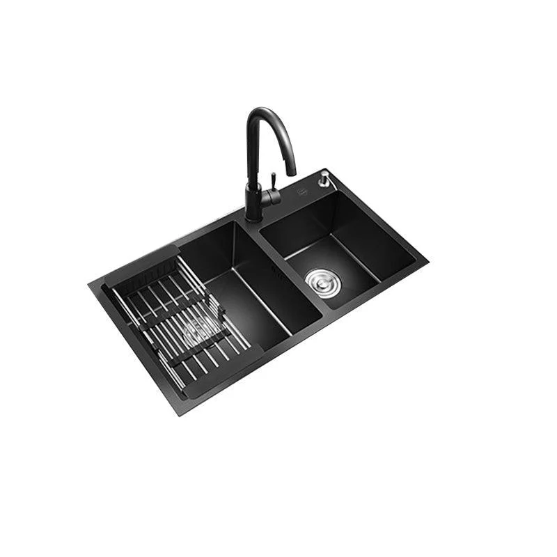 Single Bowl Black Kitchen Sink with Drain Assembly Drop-In Contemporary Sink -Bathlova