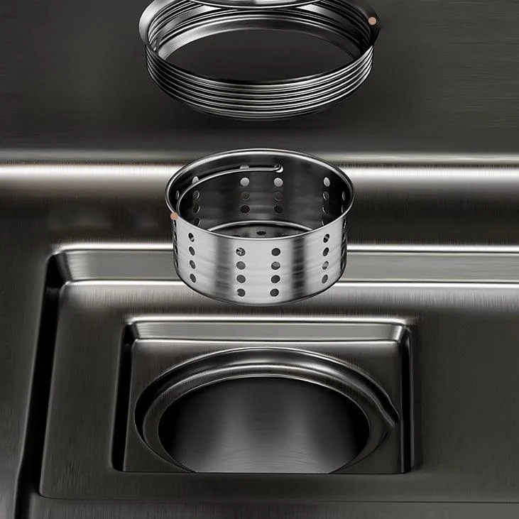 Single Bowl Kitchen Sink Black Stainless Steel Top Mount 3 Holes Sink with Strainer -Bathlova