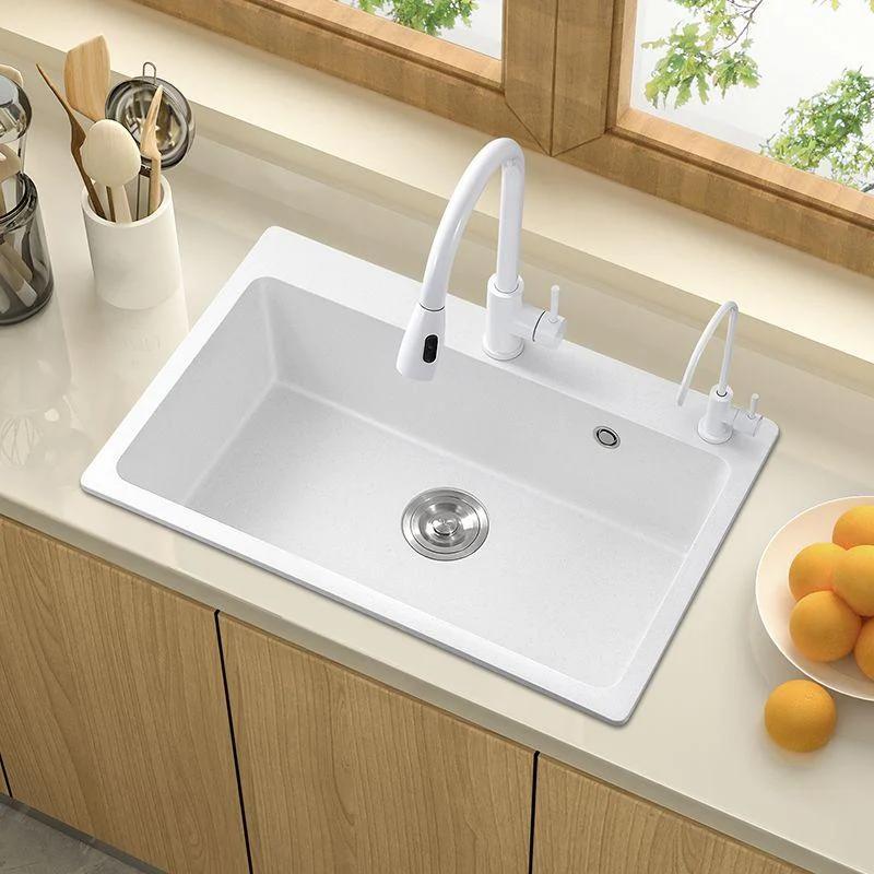 Single Bowl Kitchen Sink Modern Quartz Kitchen Sink with Drain Assembly -Bathlova