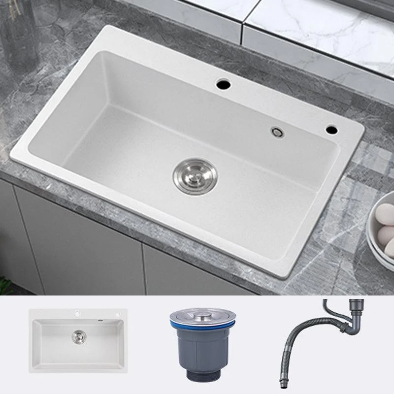 Single Bowl Kitchen Sink Modern Quartz Kitchen Sink with Drain Assembly -Bathlova