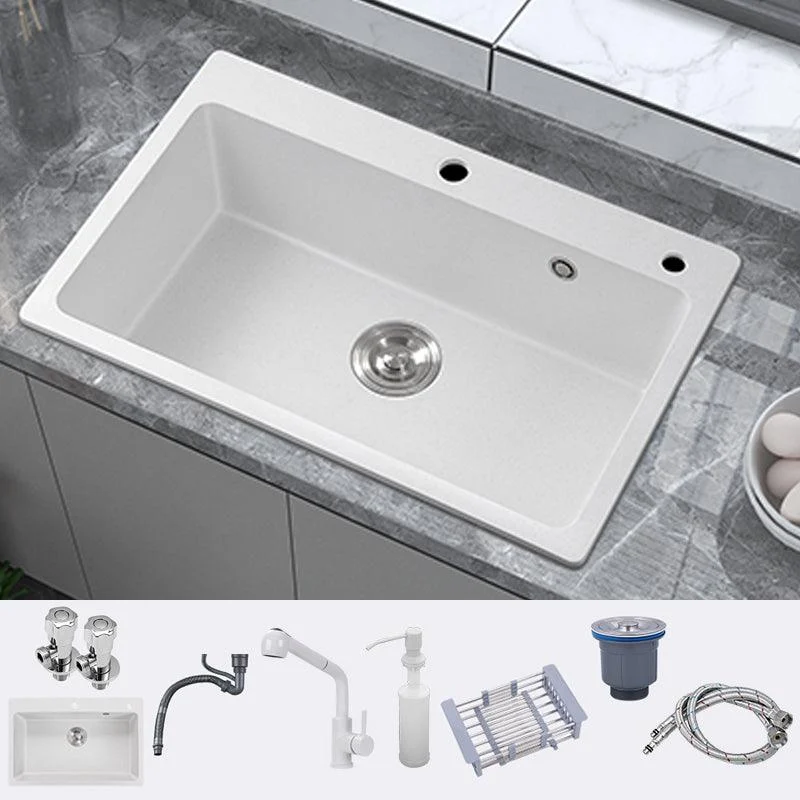 Single Bowl Kitchen Sink Modern Quartz Kitchen Sink with Drain Assembly -Bathlova