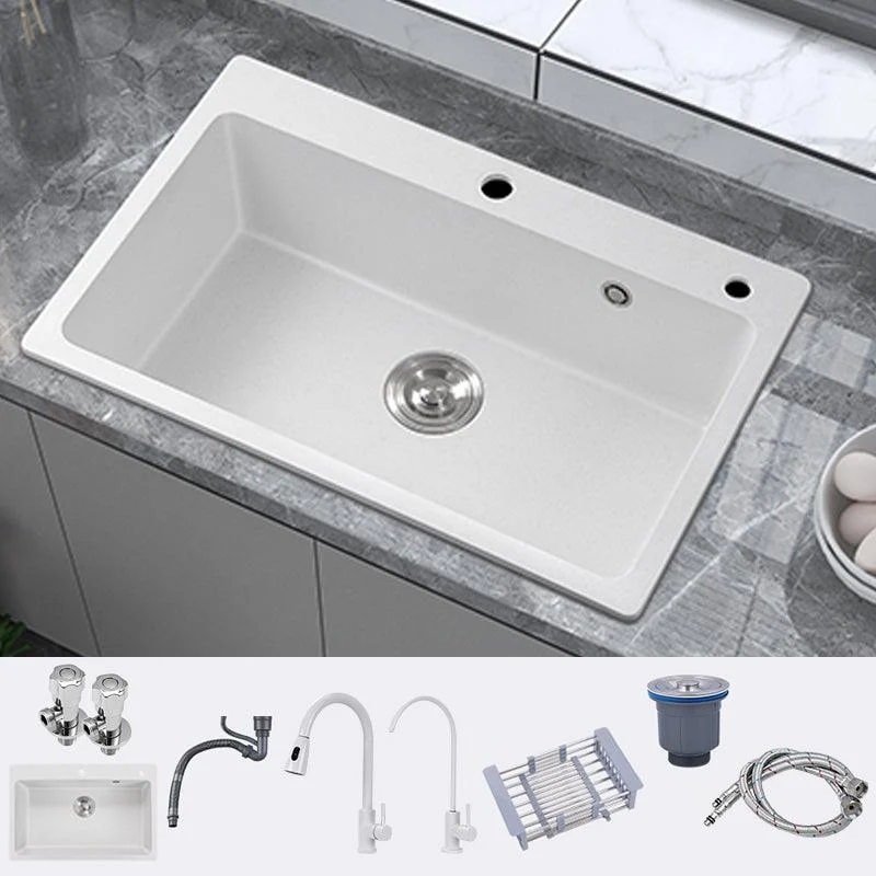 Single Bowl Kitchen Sink Modern Quartz Kitchen Sink with Drain Assembly -Bathlova