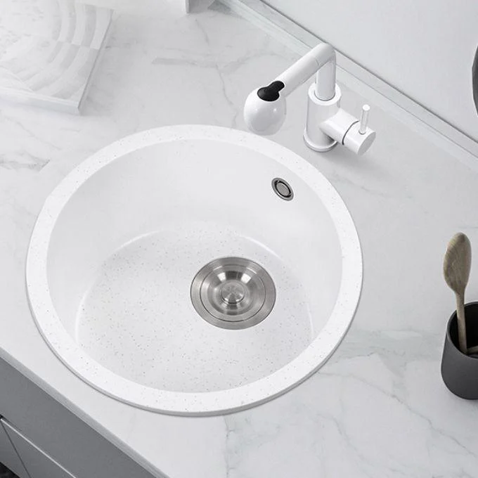 Single Bowl Kitchen Sink Modern Quartz Kitchen Sink with Round Shape -Bathlova