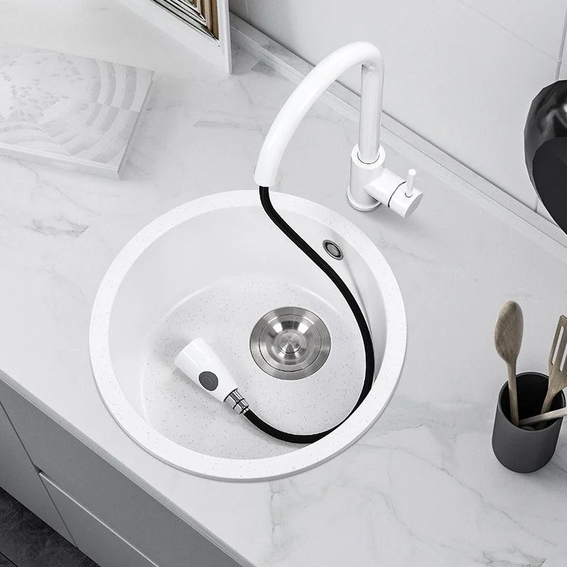 Single Bowl Kitchen Sink Modern Quartz Kitchen Sink with Round Shape -Bathlova