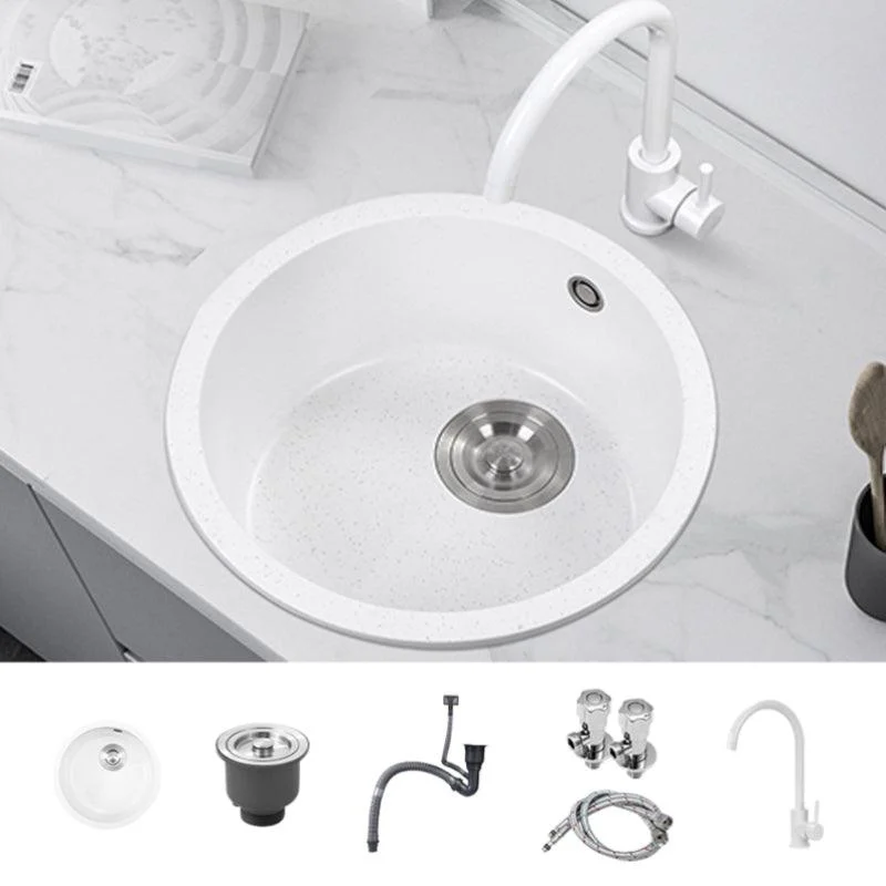 Single Bowl Kitchen Sink Modern Quartz Kitchen Sink with Round Shape -Bathlova