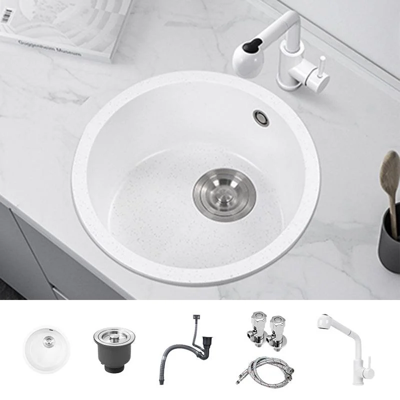 Single Bowl Kitchen Sink Modern Quartz Kitchen Sink with Round Shape -Bathlova