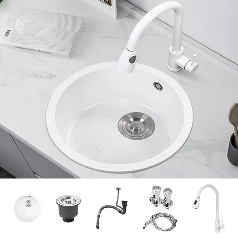 Single Bowl Kitchen Sink Modern Quartz Kitchen Sink with Round Shape -Bathlova