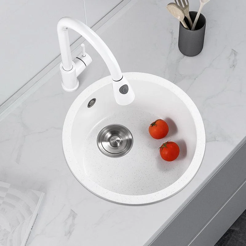 Single Bowl Kitchen Sink Modern Quartz Kitchen Sink with Round Shape -Bathlova