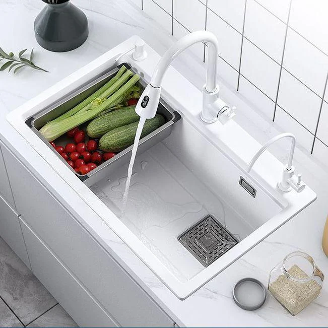 Single Bowl Kitchen Sink Modern Style Quartz Kitchen Sink with Rectangular Shape -Bathlova