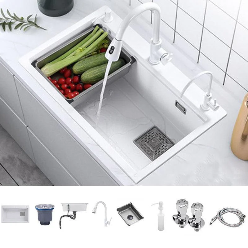 Single Bowl Kitchen Sink Modern Style Quartz Kitchen Sink with Rectangular Shape -Bathlova