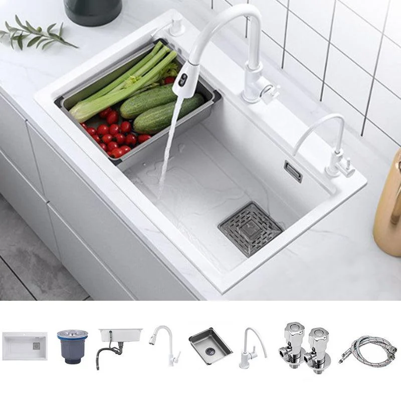 Single Bowl Kitchen Sink Modern Style Quartz Kitchen Sink with Rectangular Shape -Bathlova