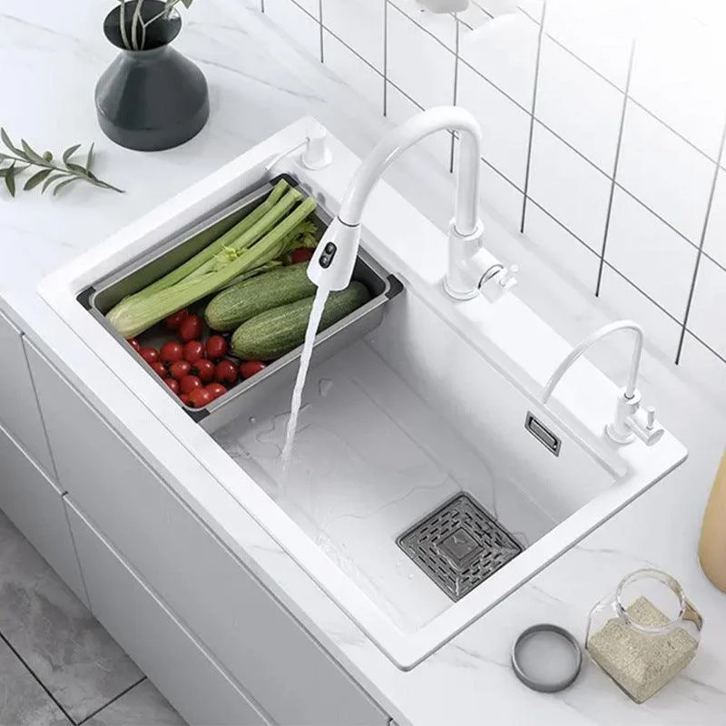 Single Bowl Kitchen Sink Modern Style Quartz Kitchen Sink with Rectangular Shape -Bathlova