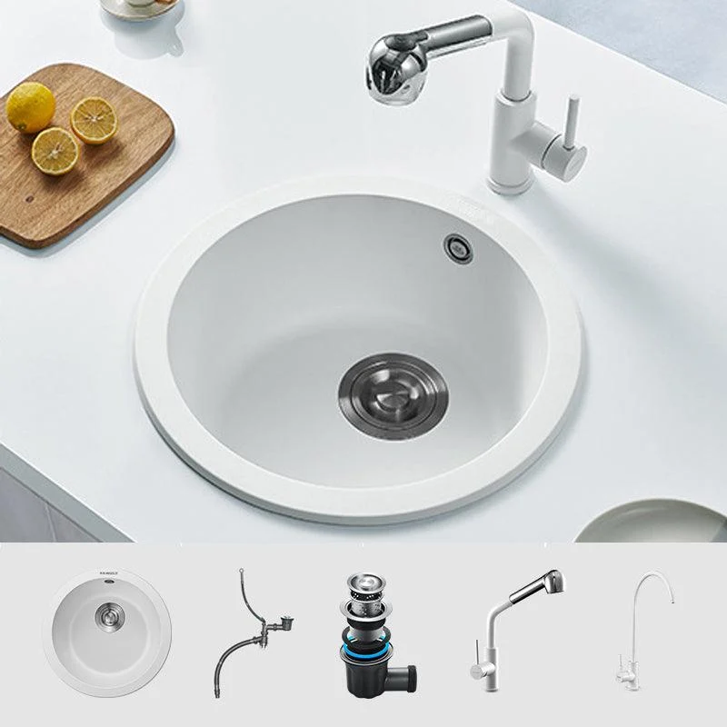 Single Bowl Kitchen Sink Modern Style Round Shape Kitchen Sink with Basket Strainer -Bathlova