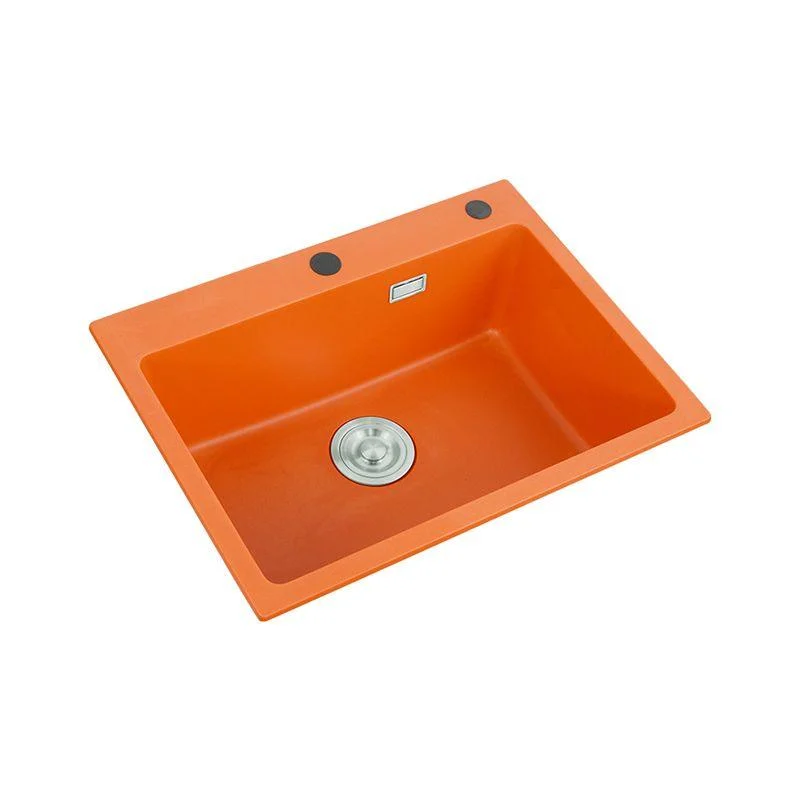 Single Bowl Kitchen Sink Quartz 2 Holes Kitchen Sink with Drain Strainer Kit -Bathlova