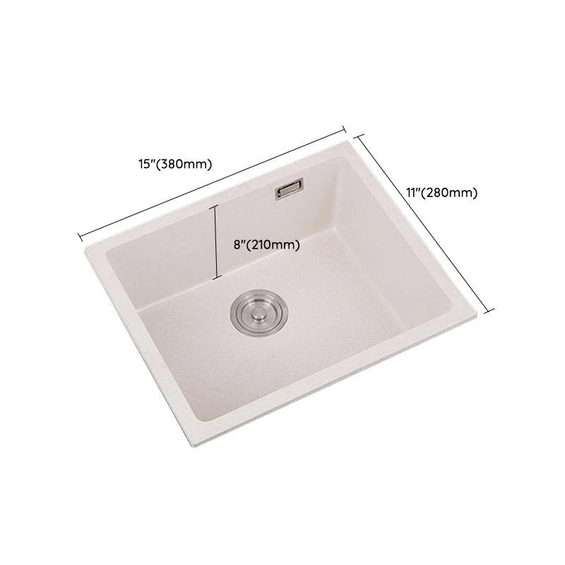 Single Bowl Kitchen Sink Quartz Kitchen Sink with Drain Assembly -Bathlova