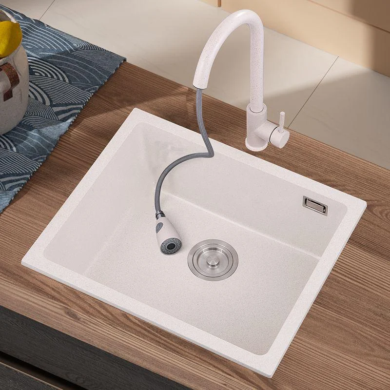 Single Bowl Kitchen Sink Quartz Kitchen Sink with Drain Assembly -Bathlova