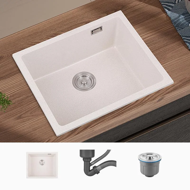 Single Bowl Kitchen Sink Quartz Kitchen Sink with Drain Assembly -Bathlova