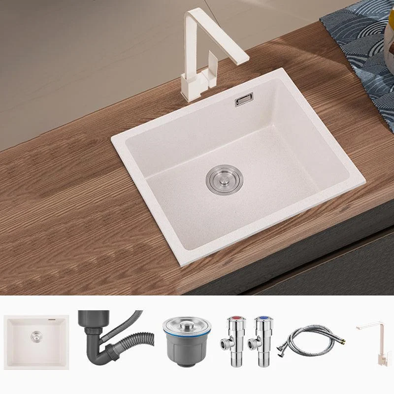 Single Bowl Kitchen Sink Quartz Kitchen Sink with Drain Assembly -Bathlova