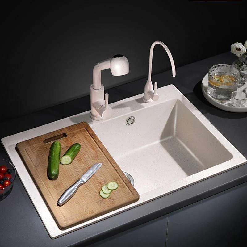 Single Bowl Kitchen Sink Quartz Modern Kitchen Sink with Strainer -Bathlova