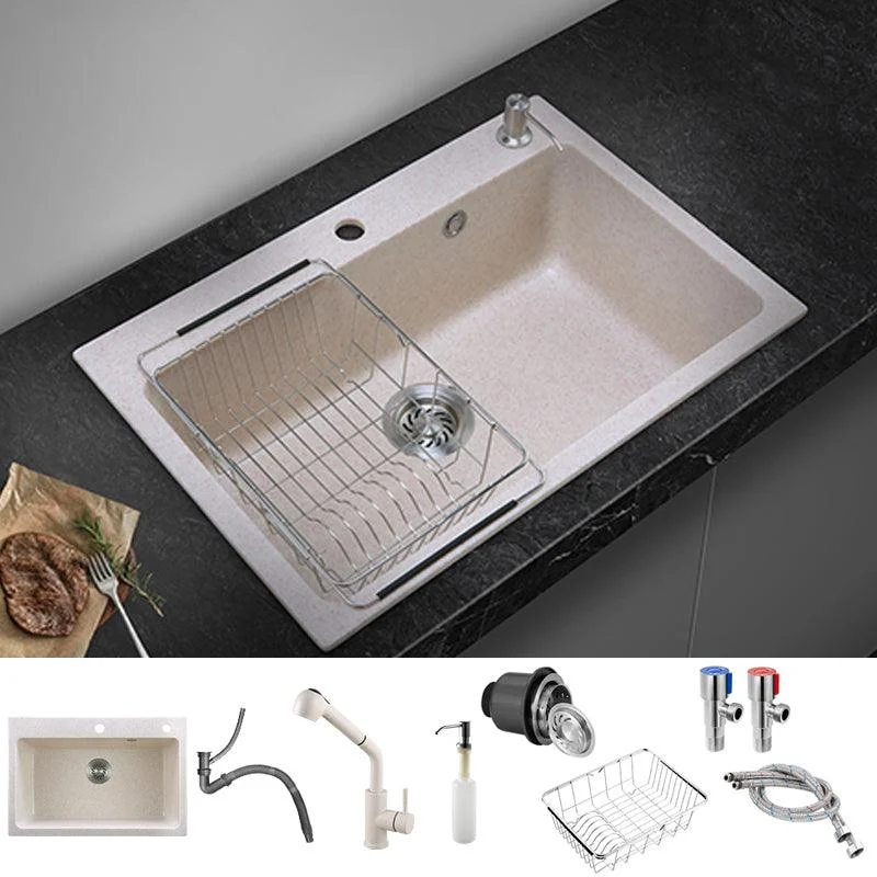 Single Bowl Kitchen Sink Quartz Modern Kitchen Sink with Strainer -Bathlova