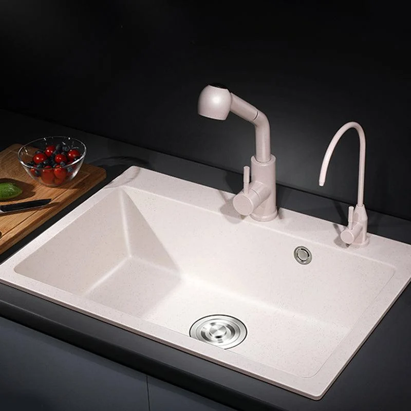 Single Bowl Kitchen Sink Quartz Modern Kitchen Sink with Strainer -Bathlova