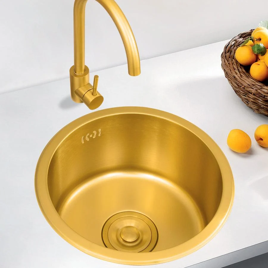 Single Bowl Kitchen Sink Stainless Steel Kitchen Sink with Round Shape -Bathlova