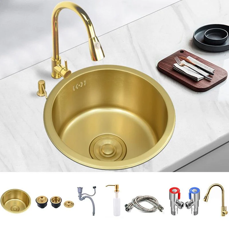 Single Bowl Kitchen Sink Stainless Steel Kitchen Sink with Round Shape -Bathlova