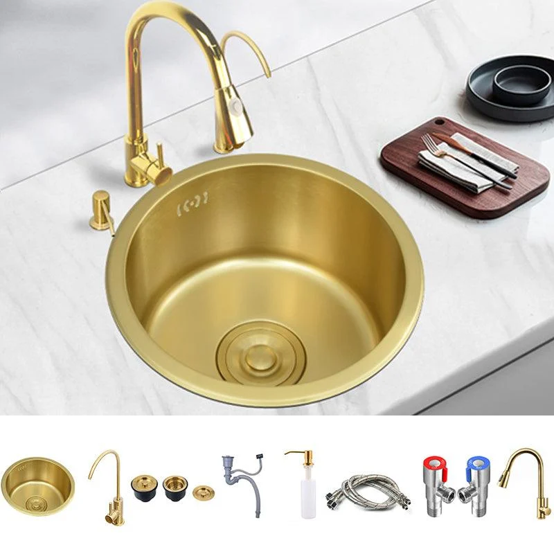 Single Bowl Kitchen Sink Stainless Steel Kitchen Sink with Round Shape -Bathlova