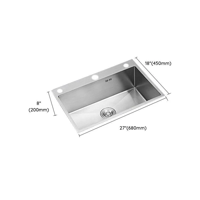 Single Bowl Kitchen Sink Stainless Steel Kitchen Sink with Strainer -Bathlova