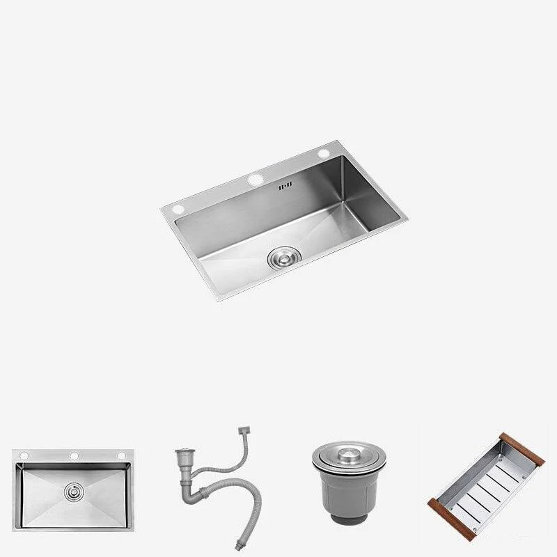 Single Bowl Kitchen Sink Stainless Steel Kitchen Sink with Strainer -Bathlova