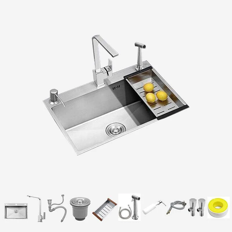 Single Bowl Kitchen Sink Stainless Steel Kitchen Sink with Strainer -Bathlova