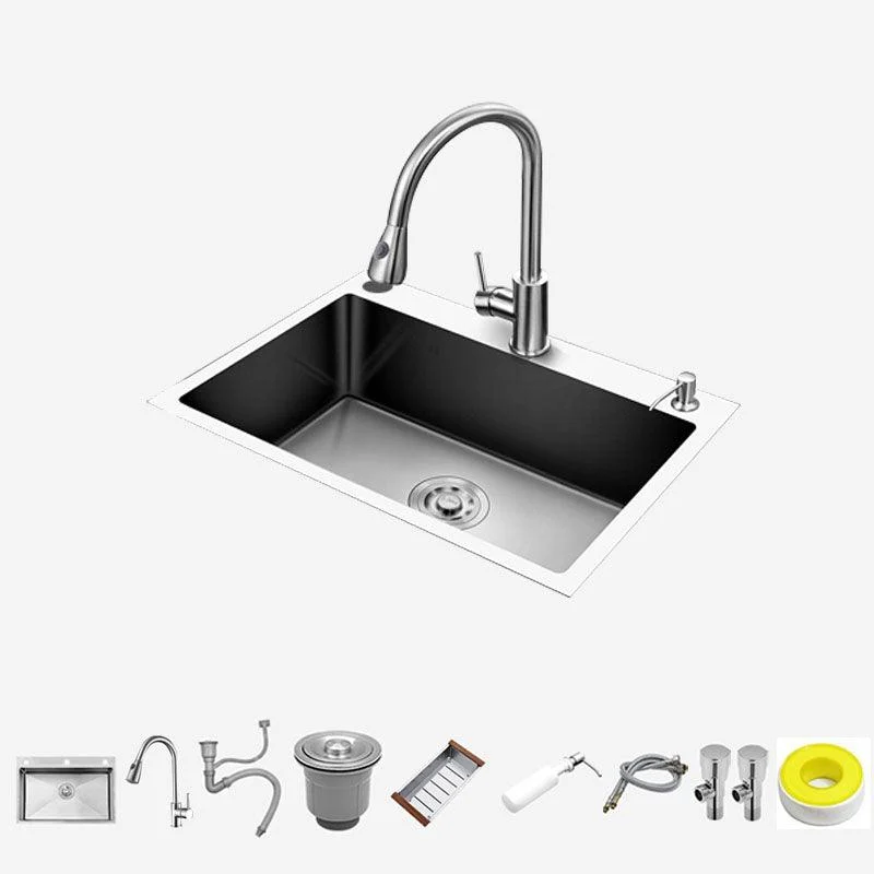 Single Bowl Kitchen Sink Stainless Steel Kitchen Sink with Strainer -Bathlova