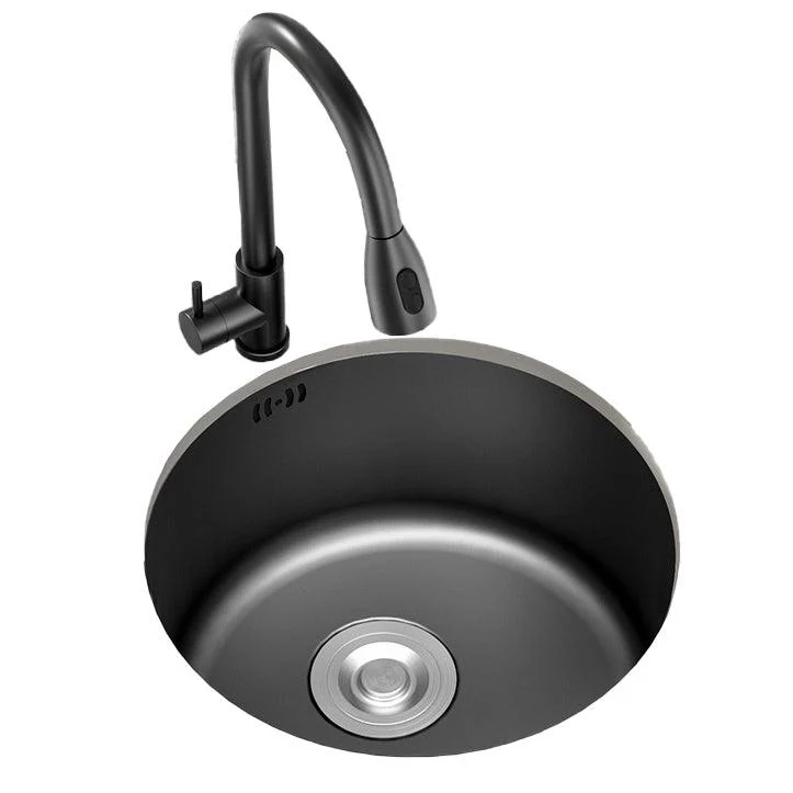 Single Bowl Stainless Steel Sink in black with Strainer Undermount Kitchen Sink -Bathlova