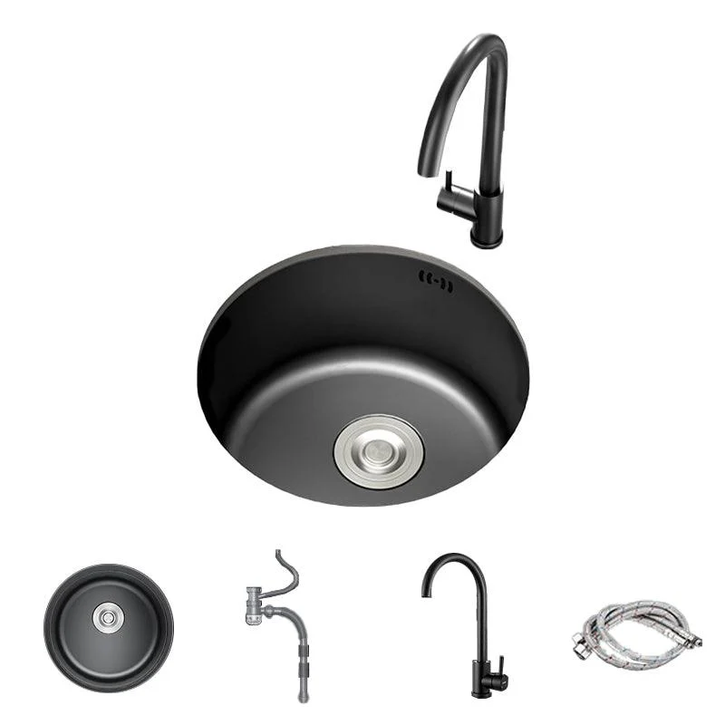 Single Bowl Stainless Steel Sink in black with Strainer Undermount Kitchen Sink -Bathlova